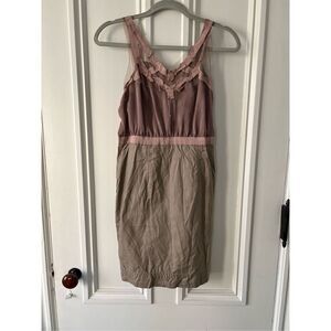 Loft light brown and beige ribbon tank dress 4P